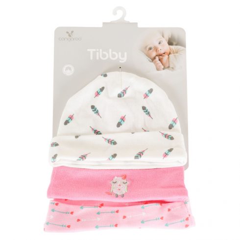 TIBBY sapkák 3 db/csomag 0-3 hó méret PINK